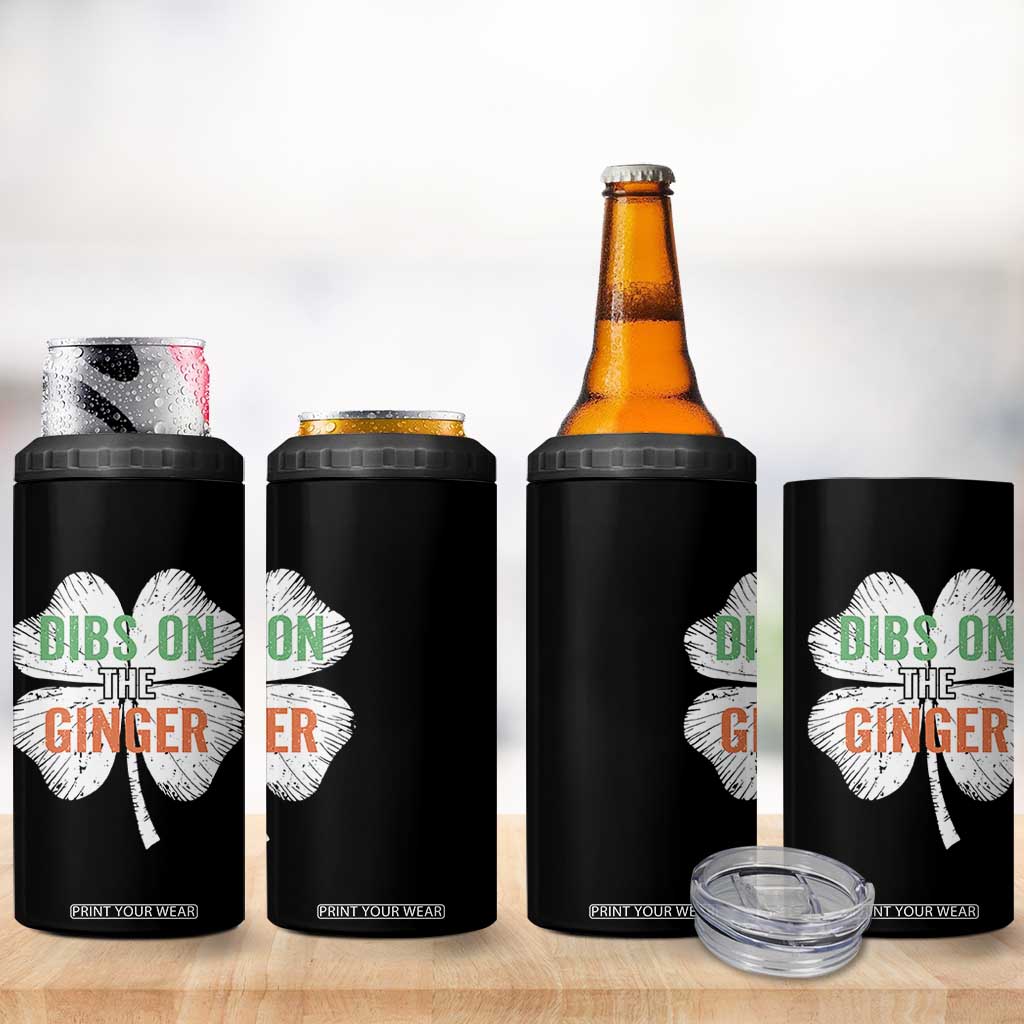Funny St Patricks Day Dibs On The Ginger 4 in 1 Can Cooler Tumbler Irish Redhead Shamrock TS11 Print Your Wear