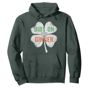 Funny St Patricks Day Dibs On The Ginger Hoodie Irish Redhead Shamrock TS11 Dark Forest Green Print Your Wear