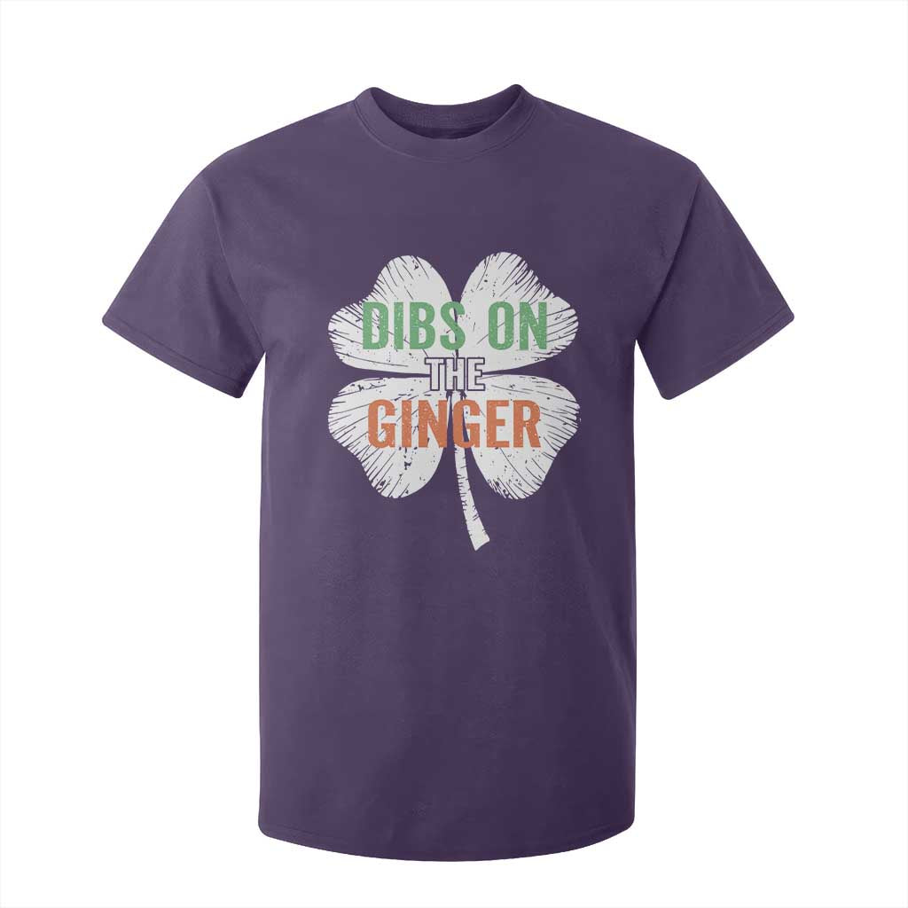 Funny St Patricks Day Dibs On The Ginger T Shirt For Kid Irish Redhead Shamrock TS11 Purple Print Your Wear
