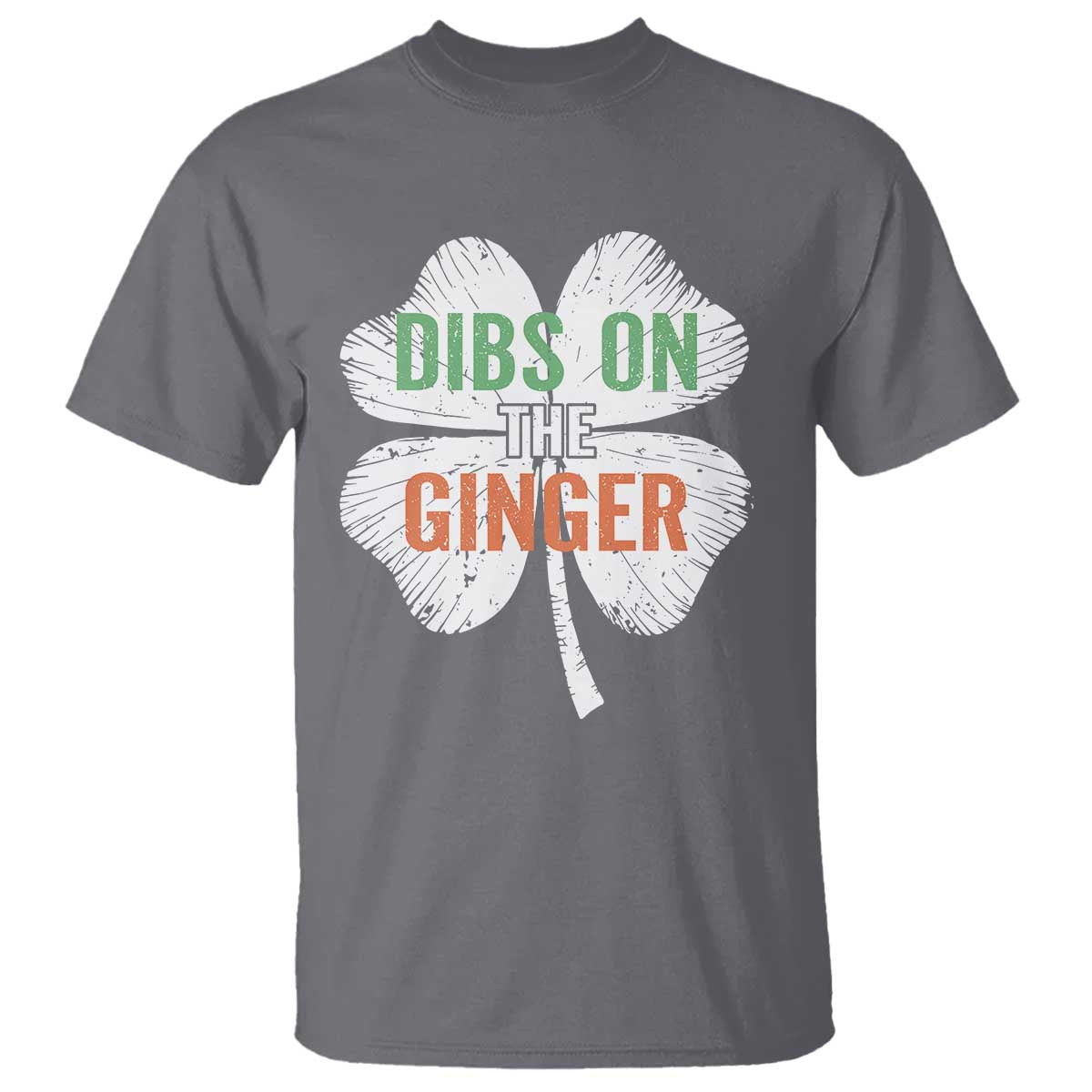 Funny St Patricks Day Dibs On The Ginger T Shirt - Irish Redhead Shamrock TS11 Charcoal Print Your Wear