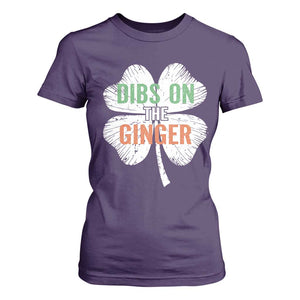 Funny St Patricks Day Dibs On The Ginger T Shirt For Women Irish Redhead Shamrock TS11 Purple Print Your Wear