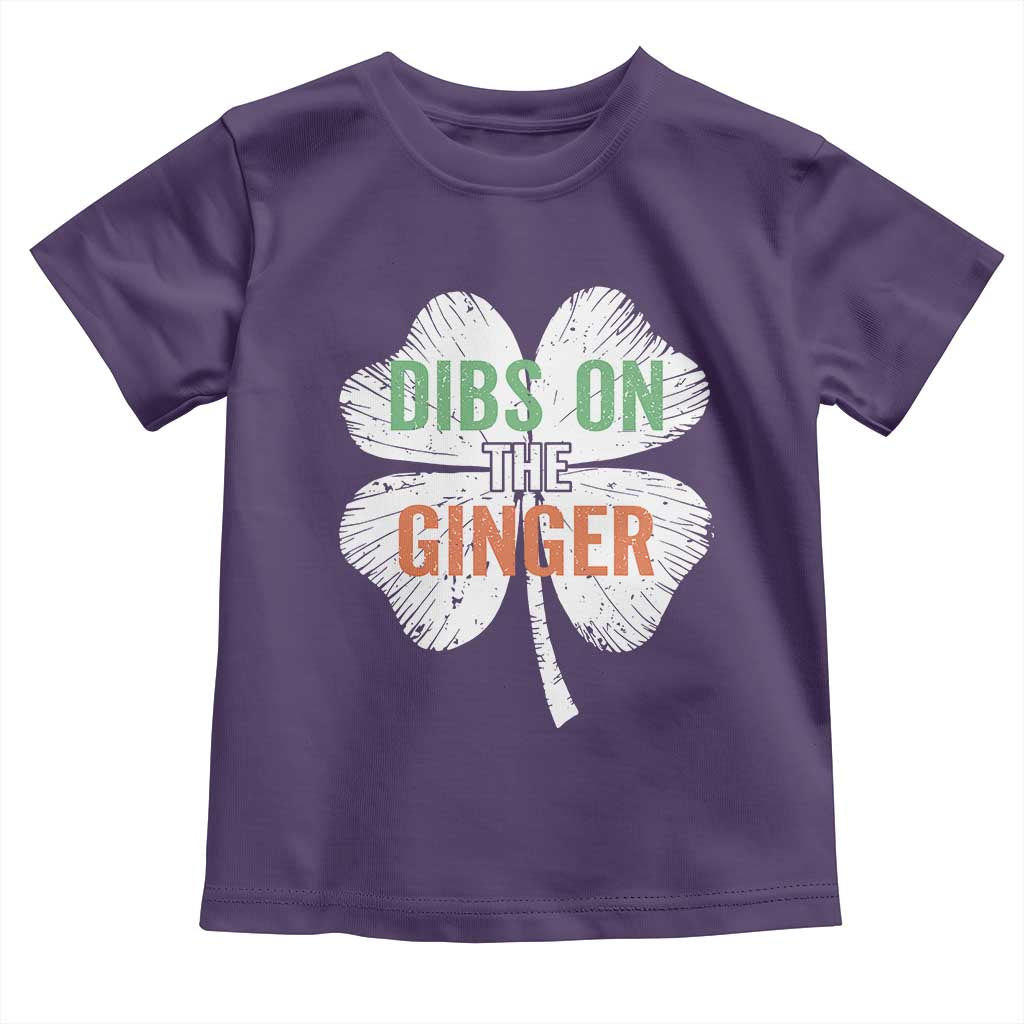 Funny St Patricks Day Dibs On The Ginger Toddler T Shirt Irish Redhead Shamrock TS11 Purple Print Your Wear