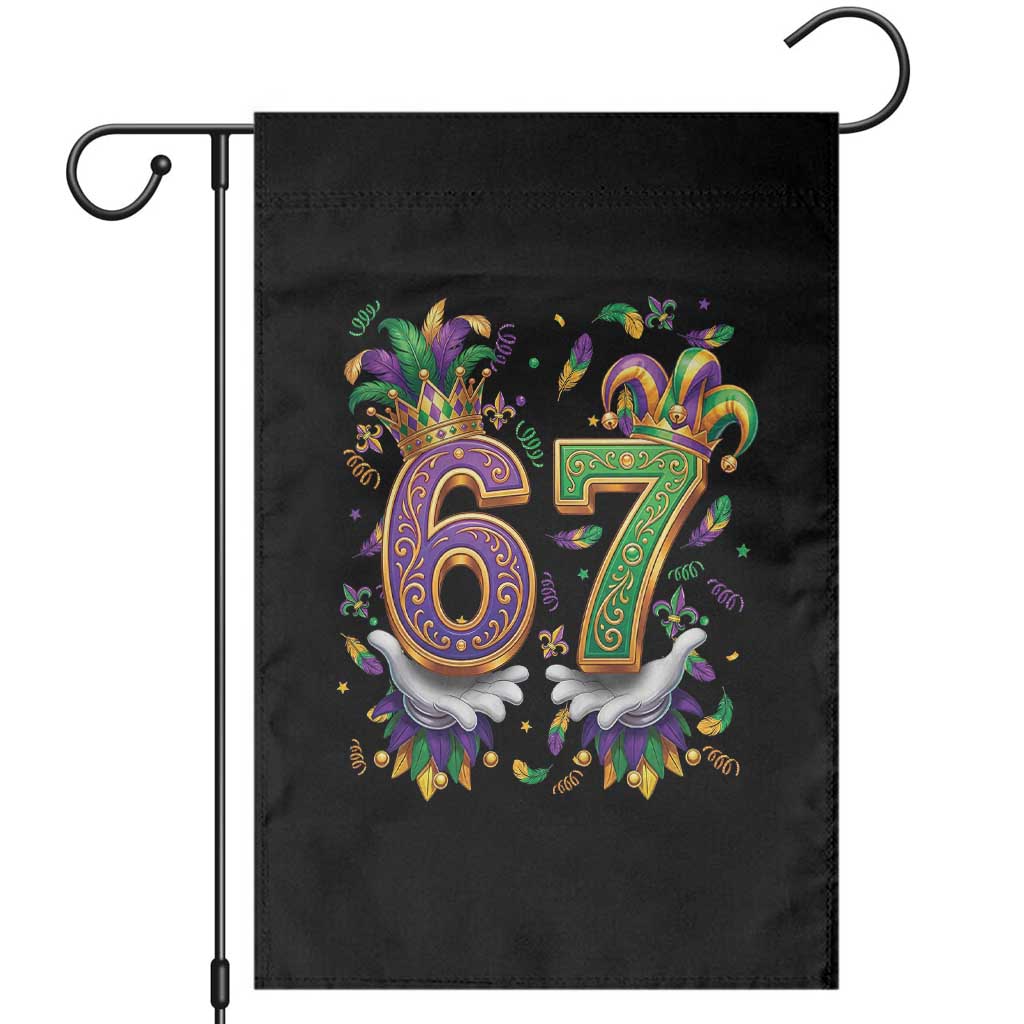 Funny 67 Mardi Gras Garden Flag Six Seven Meme Carnival Hand Gesture TS11 Black Print Your Wear