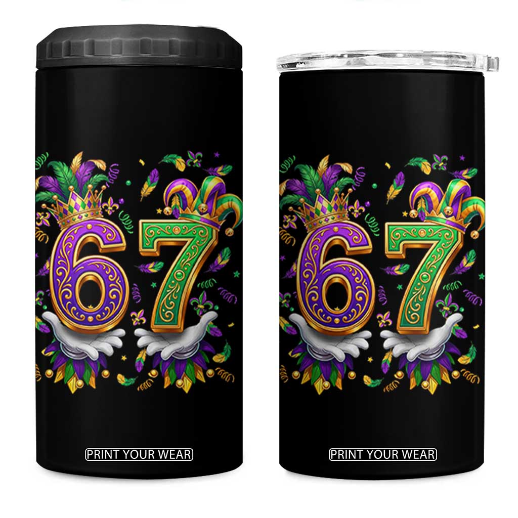 Funny 67 Mardi Gras 4 in 1 Can Cooler Tumbler Six Seven Meme Carnival Hand Gesture TS11 One Size: 16 oz Black Print Your Wear