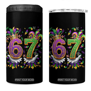 Funny 67 Mardi Gras 4 in 1 Can Cooler Tumbler Six Seven Meme Carnival Hand Gesture TS11 One Size: 16 oz Black Print Your Wear