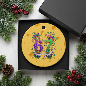 Funny 67 Mardi Gras Ceramic Ornament Six Seven Meme Carnival Hand Gesture TS11 1pc Yellow Cheese Print Your Wear