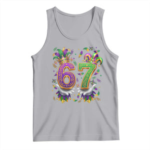 Funny 67 Mardi Gras Tank Top Six Seven Meme Carnival Hand Gesture TS11 Athletic Heather Print Your Wear