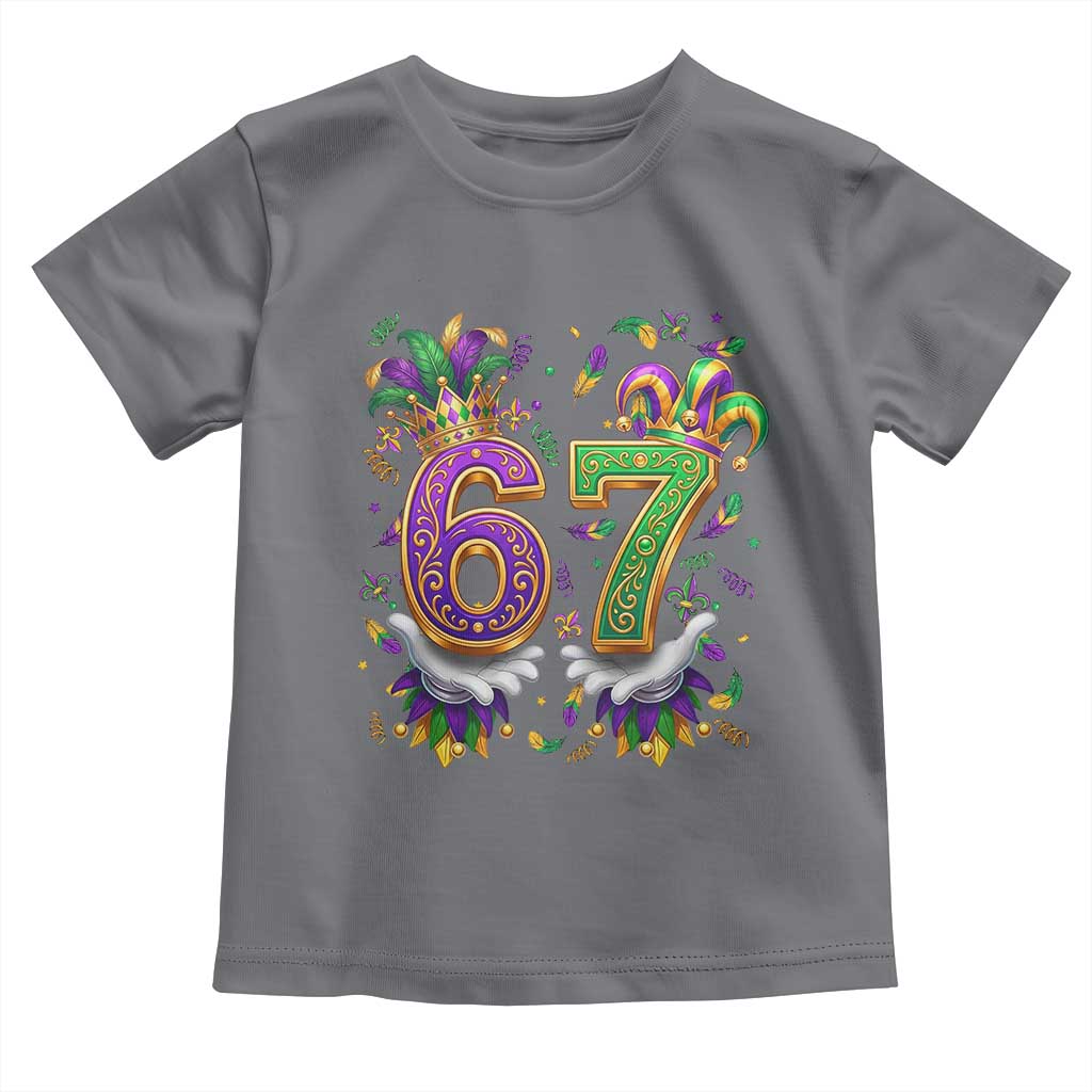 Funny 67 Mardi Gras Toddler T Shirt Six Seven Meme Carnival Hand Gesture TS11 Charcoal Print Your Wear