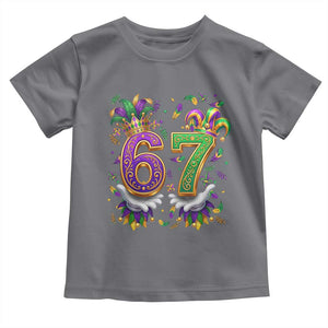 Funny 67 Mardi Gras Toddler T Shirt Six Seven Meme Carnival Hand Gesture TS11 Charcoal Print Your Wear