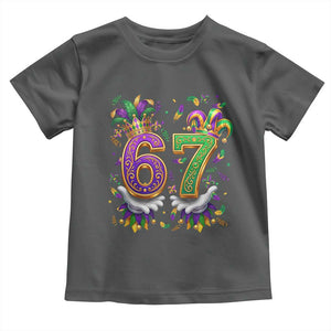 Funny 67 Mardi Gras Toddler T Shirt Six Seven Meme Carnival Hand Gesture TS11 Dark Heather Print Your Wear