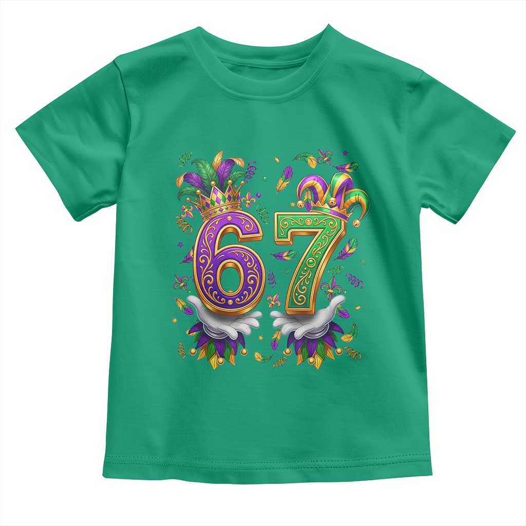 Funny 67 Mardi Gras Toddler T Shirt Six Seven Meme Carnival Hand Gesture TS11 Irish Green Print Your Wear