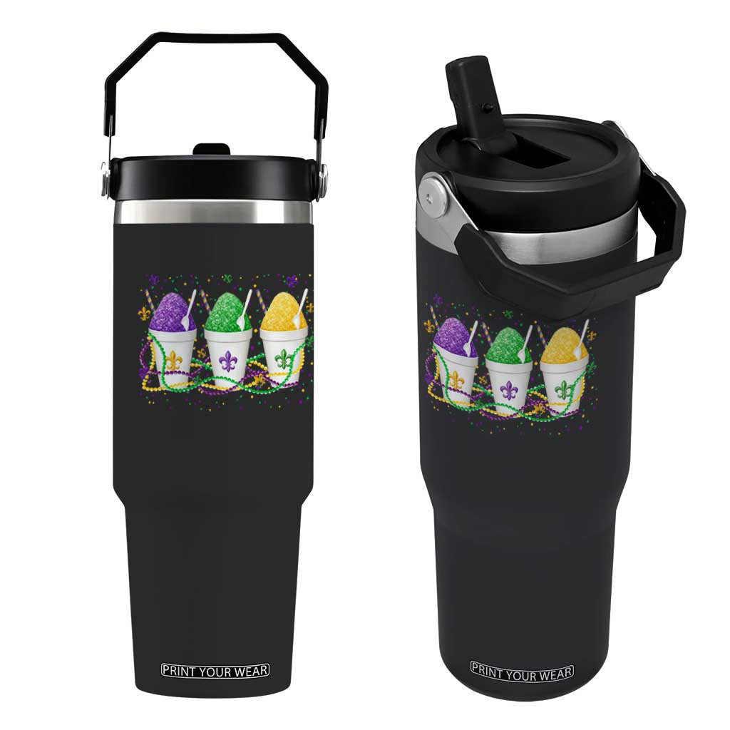 Funny Mardi Gras Snowballs Fat Tuesday Carnival Beads Flip Straw Tumbler TS11 One Size: 30 oz Black Print Your Wear