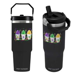 Funny Mardi Gras Snowballs Fat Tuesday Carnival Beads Flip Straw Tumbler TS11 One Size: 30 oz Black Print Your Wear
