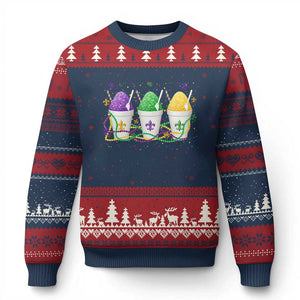 Funny Mardi Gras Snowballs Fat Tuesday Carnival Beads Ugly Christmas Sweater TS11 Navy Red Print Your Wear
