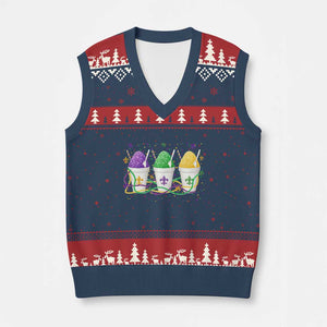 Funny Mardi Gras Snowballs Fat Tuesday Carnival Beads V-Neck Knit Sweater Vest TS11 Navy Red Print Your Wear