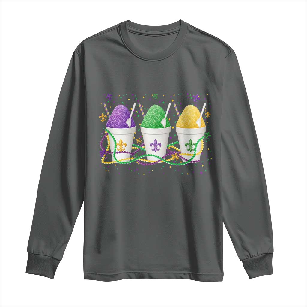 Funny Mardi Gras Snowballs Fat Tuesday Carnival Beads Long Sleeve Shirt TS11 Dark Heather Print Your Wear