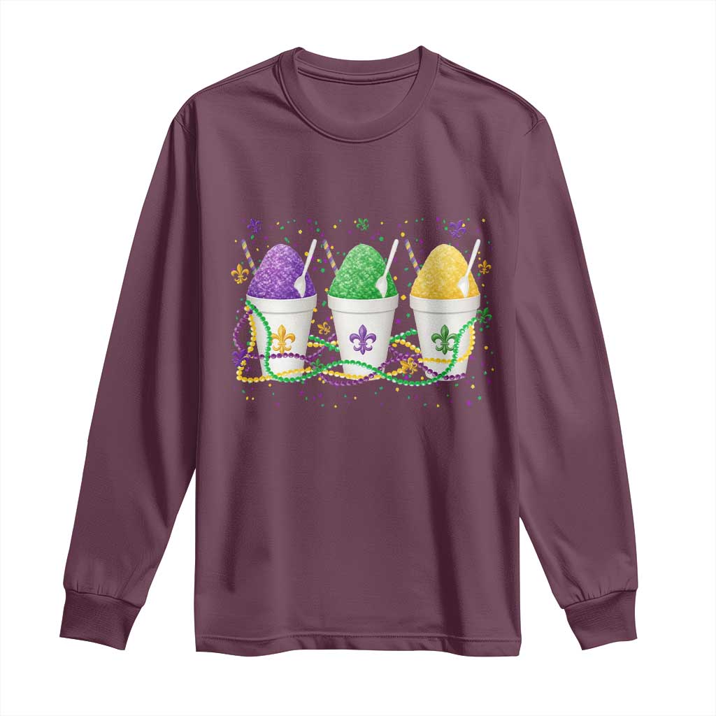 Funny Mardi Gras Snowballs Fat Tuesday Carnival Beads Long Sleeve Shirt TS11 Maroon Print Your Wear
