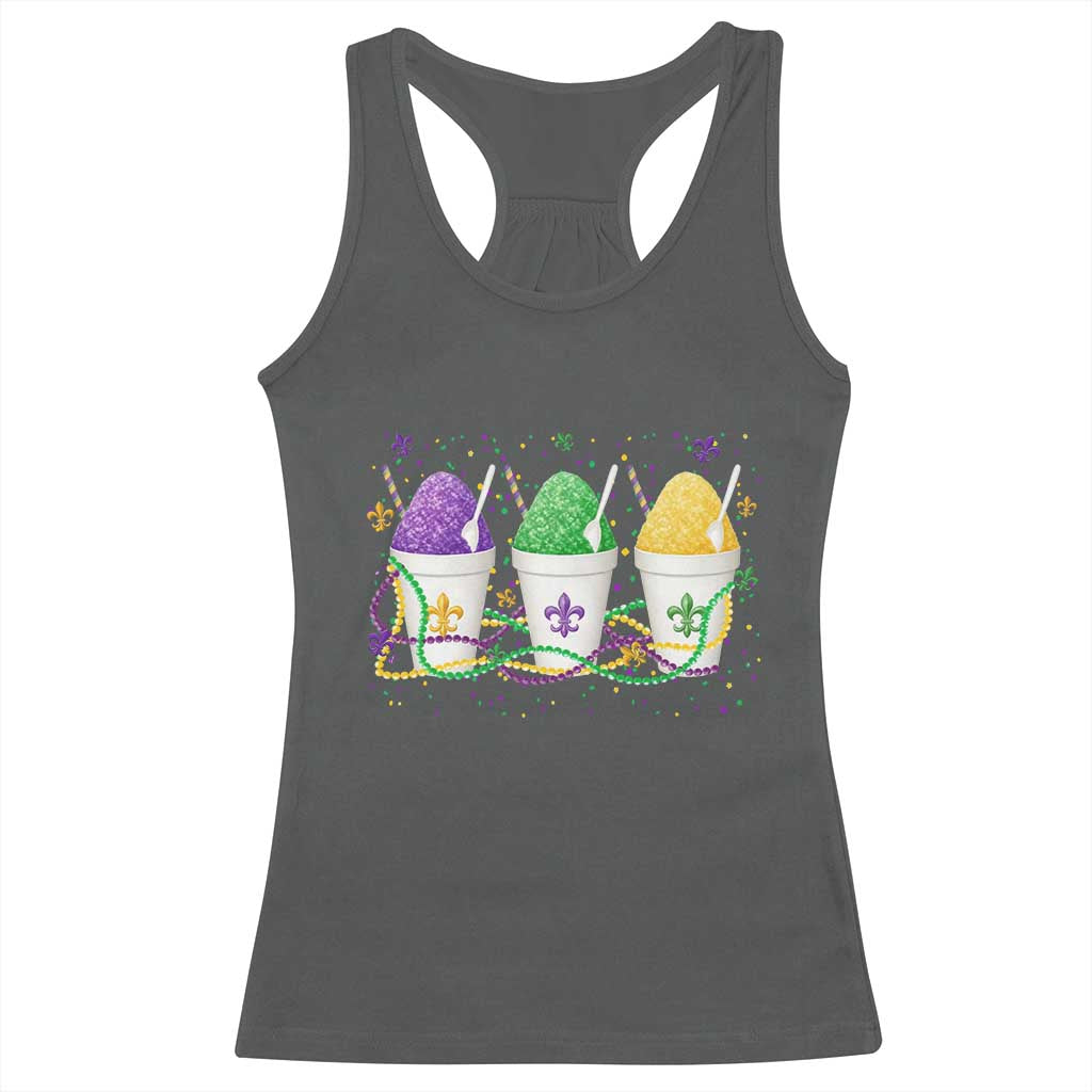 Funny Mardi Gras Snowballs Fat Tuesday Carnival Beads Racerback Tank Top TS11 Dark Heather Print Your Wear