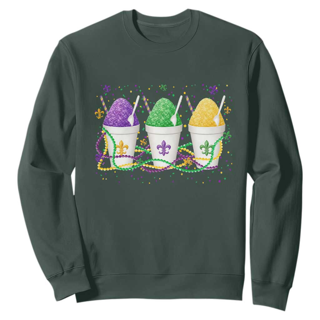 Funny Mardi Gras Snowballs Fat Tuesday Carnival Beads Sweatshirt TS11 Dark Forest Green Print Your Wear