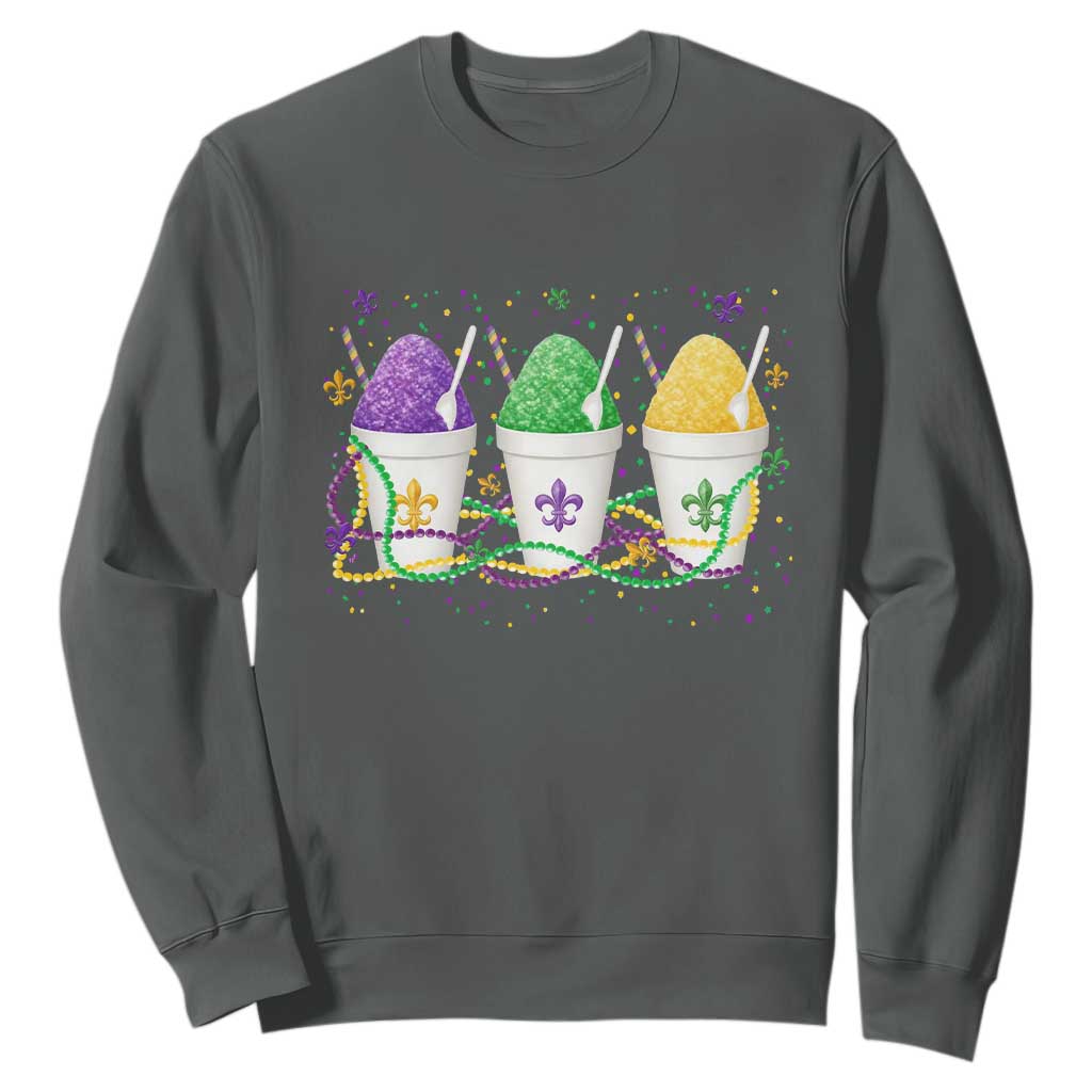 Funny Mardi Gras Snowballs Fat Tuesday Carnival Beads Sweatshirt TS11 Dark Heather Print Your Wear