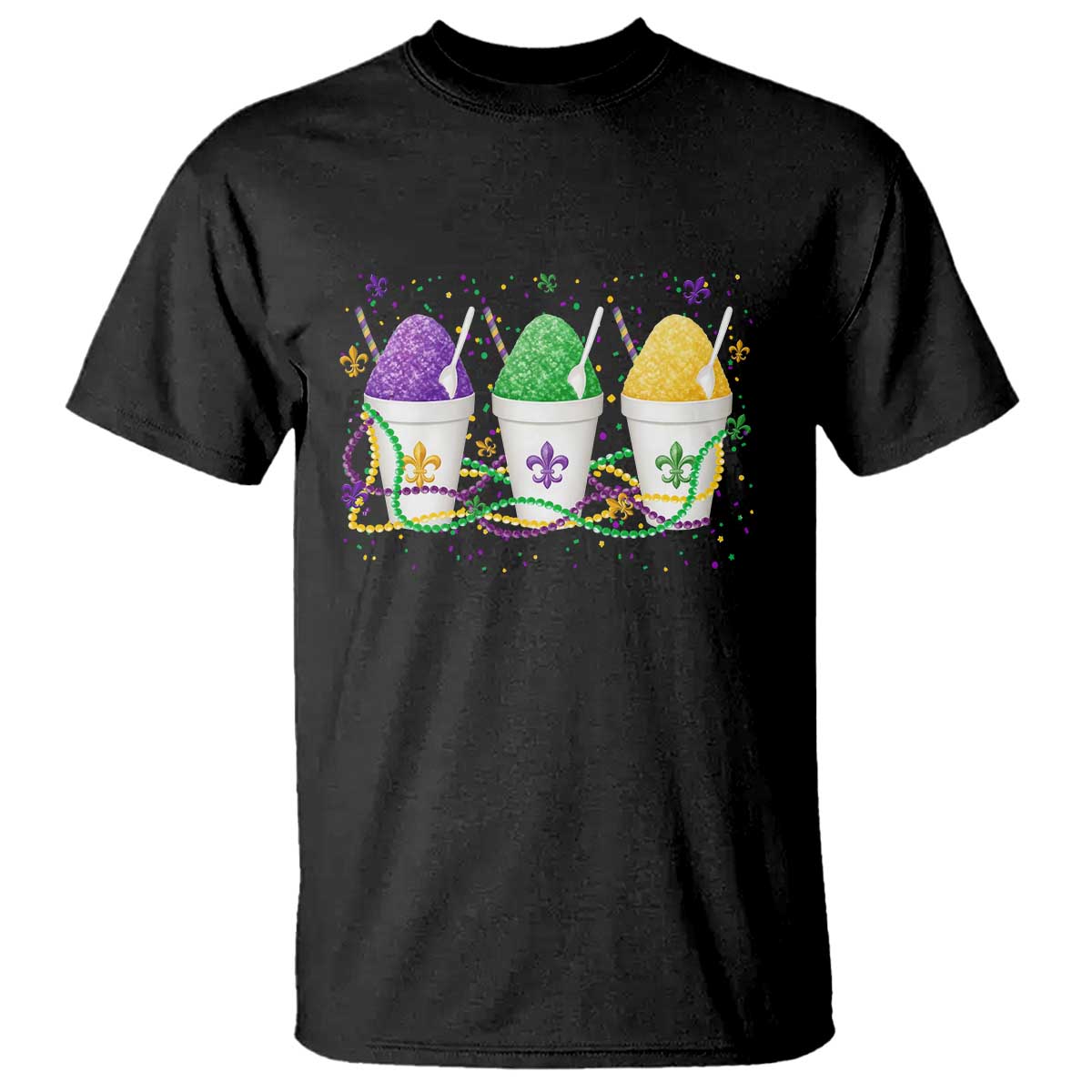 Funny Mardi Gras Snowballs Fat Tuesday Carnival Beads T Shirt TS11 Black Print Your Wear