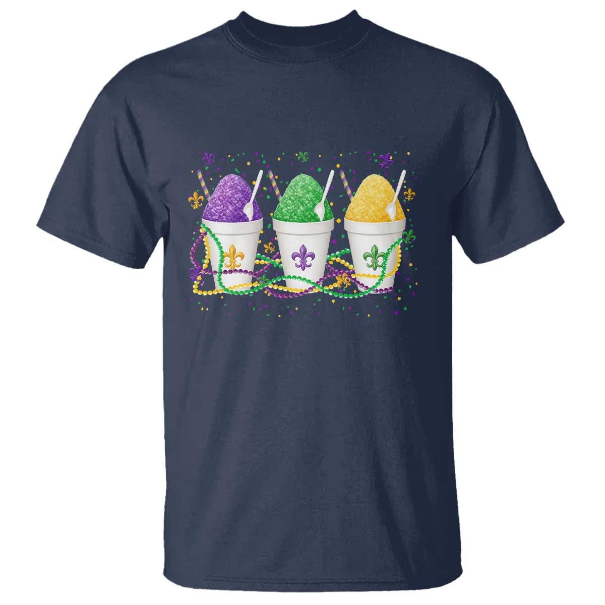 Funny Mardi Gras Snowballs Fat Tuesday Carnival Beads T Shirt TS11 Navy Print Your Wear