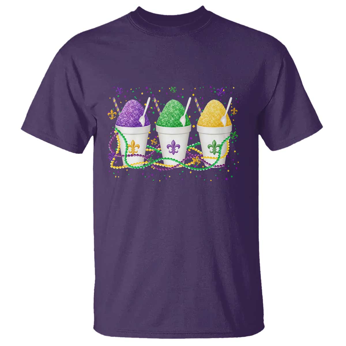 Funny Mardi Gras Snowballs Fat Tuesday Carnival Beads T Shirt TS11 Purple Print Your Wear