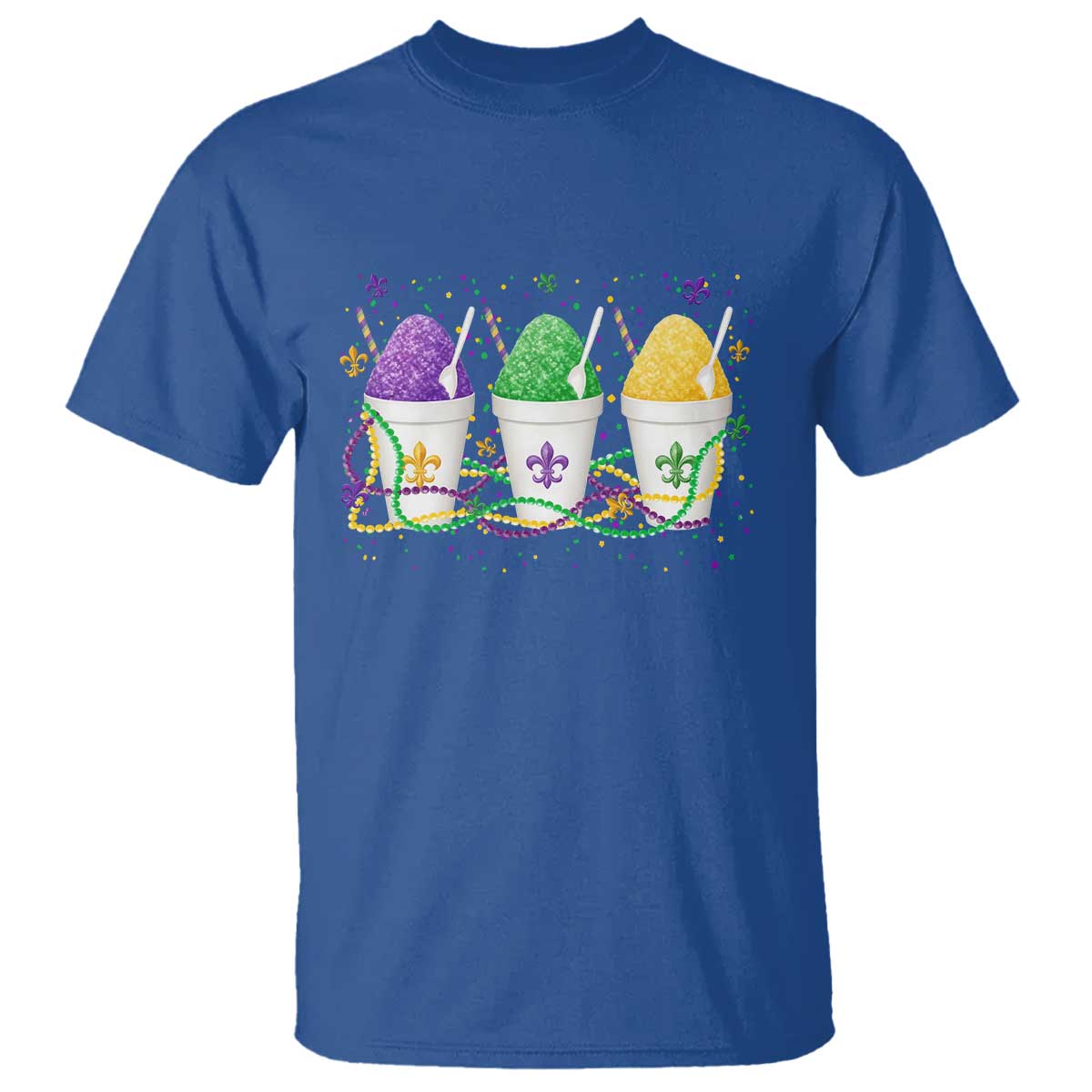 Funny Mardi Gras Snowballs Fat Tuesday Carnival Beads T Shirt TS11 Royal Blue Print Your Wear