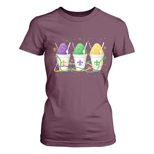 Funny Mardi Gras Snowballs Fat Tuesday Carnival Beads T Shirt For Women TS11 Maroon Print Your Wear