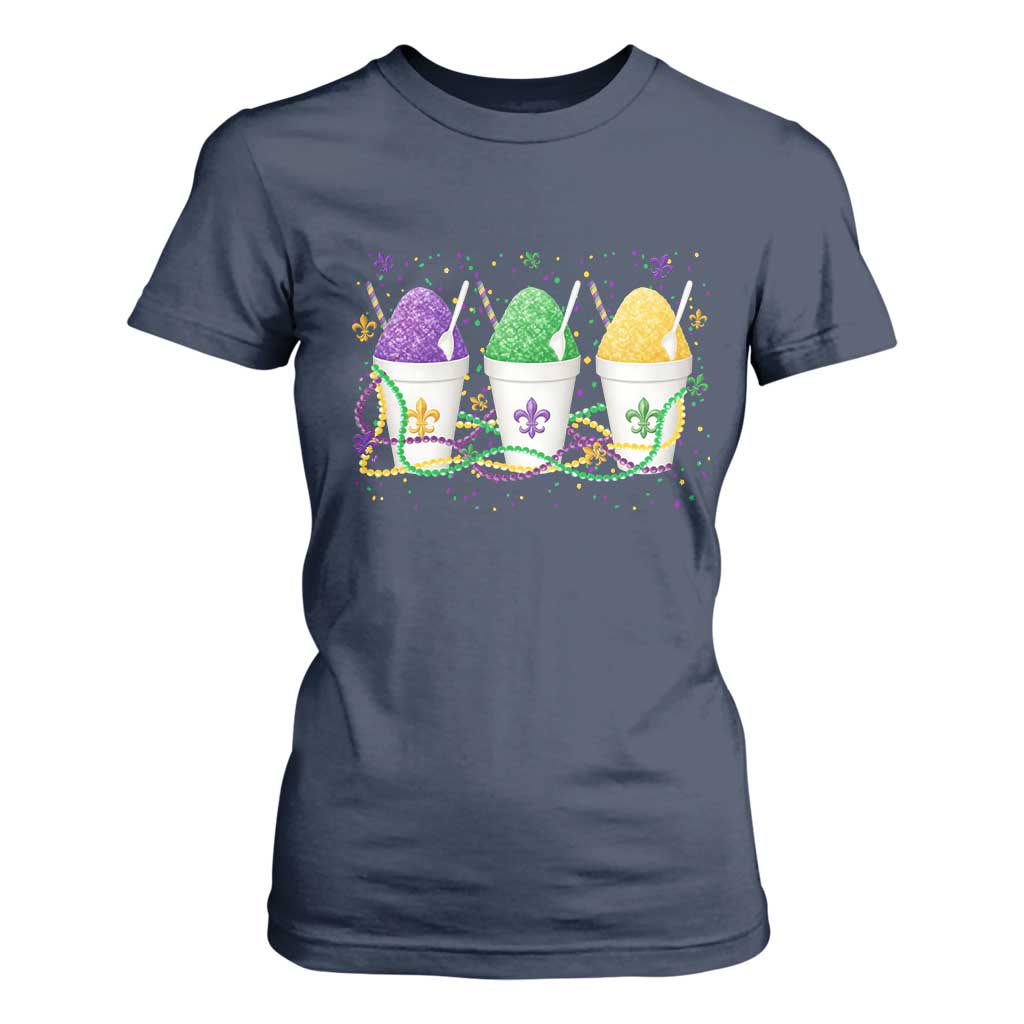 Funny Mardi Gras Snowballs Fat Tuesday Carnival Beads T Shirt For Women TS11 Navy Print Your Wear