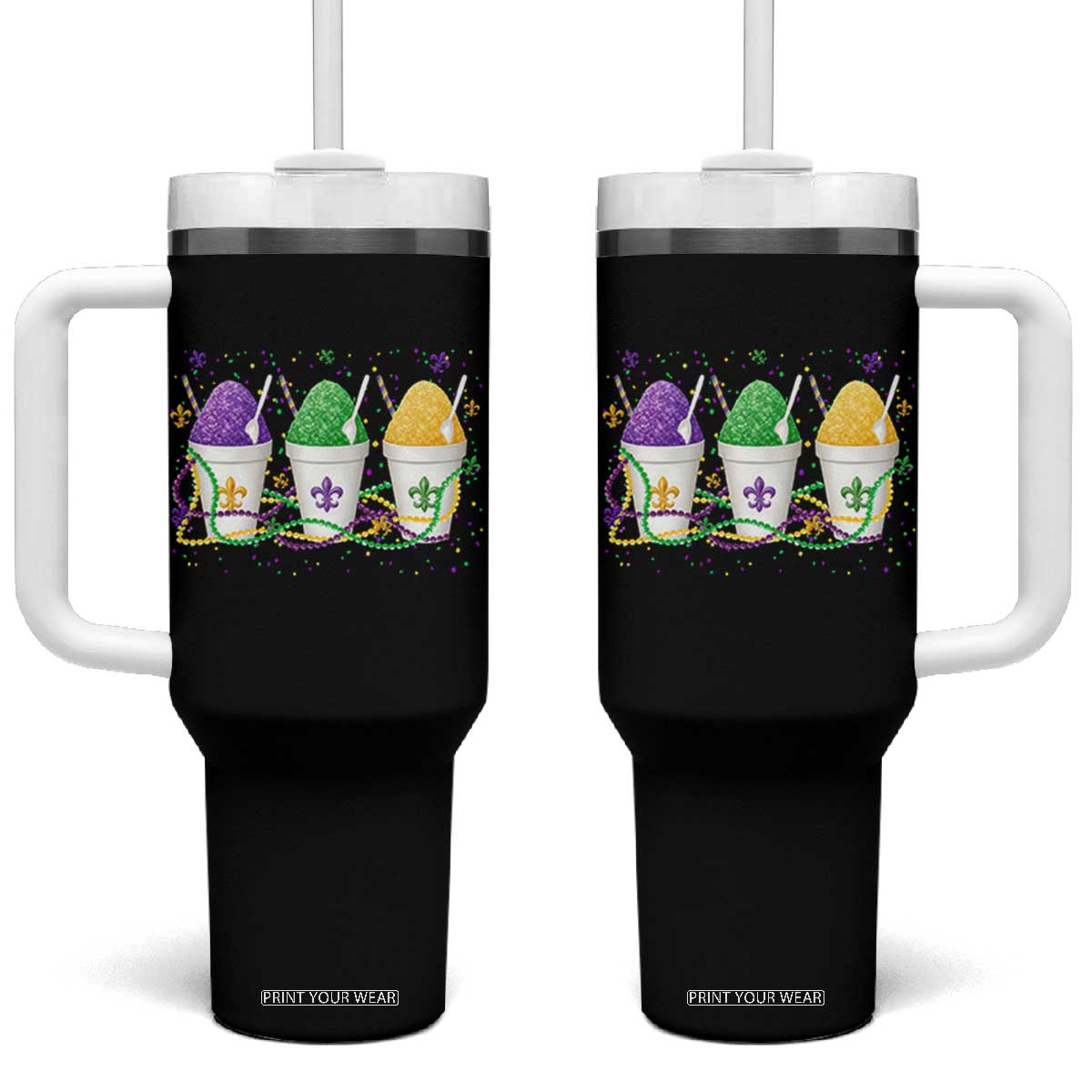 Funny Mardi Gras Snowballs Fat Tuesday Carnival Beads Tumbler With Handle TS11 One Size: 40 oz Black Print Your Wear
