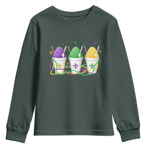 Funny Mardi Gras Snowballs Fat Tuesday Carnival Beads Youth Sweatshirt TS11 Dark Forest Green Print Your Wear