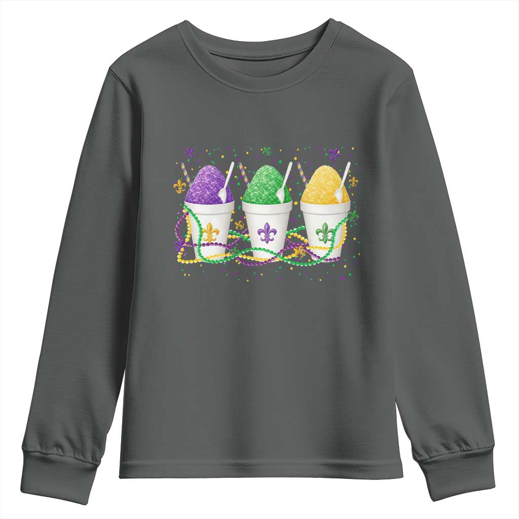Funny Mardi Gras Snowballs Fat Tuesday Carnival Beads Youth Sweatshirt TS11 Dark Heather Print Your Wear