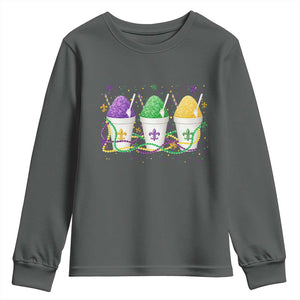 Funny Mardi Gras Snowballs Fat Tuesday Carnival Beads Youth Sweatshirt TS11 Dark Heather Print Your Wear