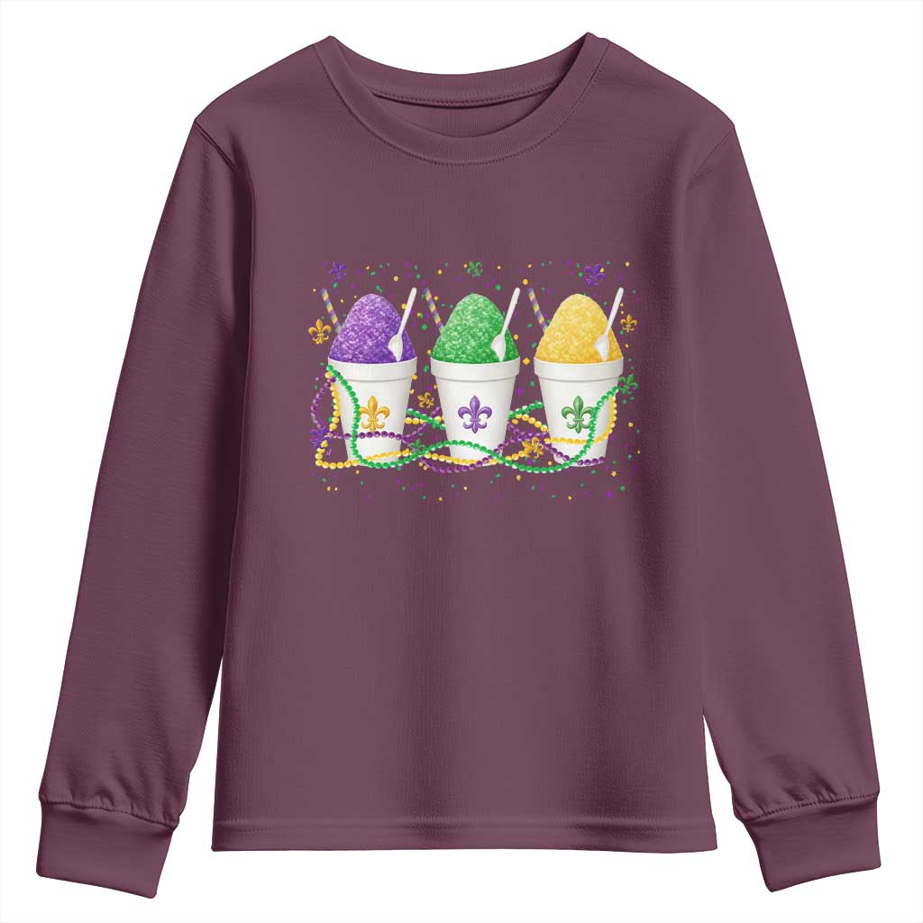 Funny Mardi Gras Snowballs Fat Tuesday Carnival Beads Youth Sweatshirt TS11 Maroon Print Your Wear