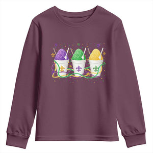 Funny Mardi Gras Snowballs Fat Tuesday Carnival Beads Youth Sweatshirt TS11 Maroon Print Your Wear