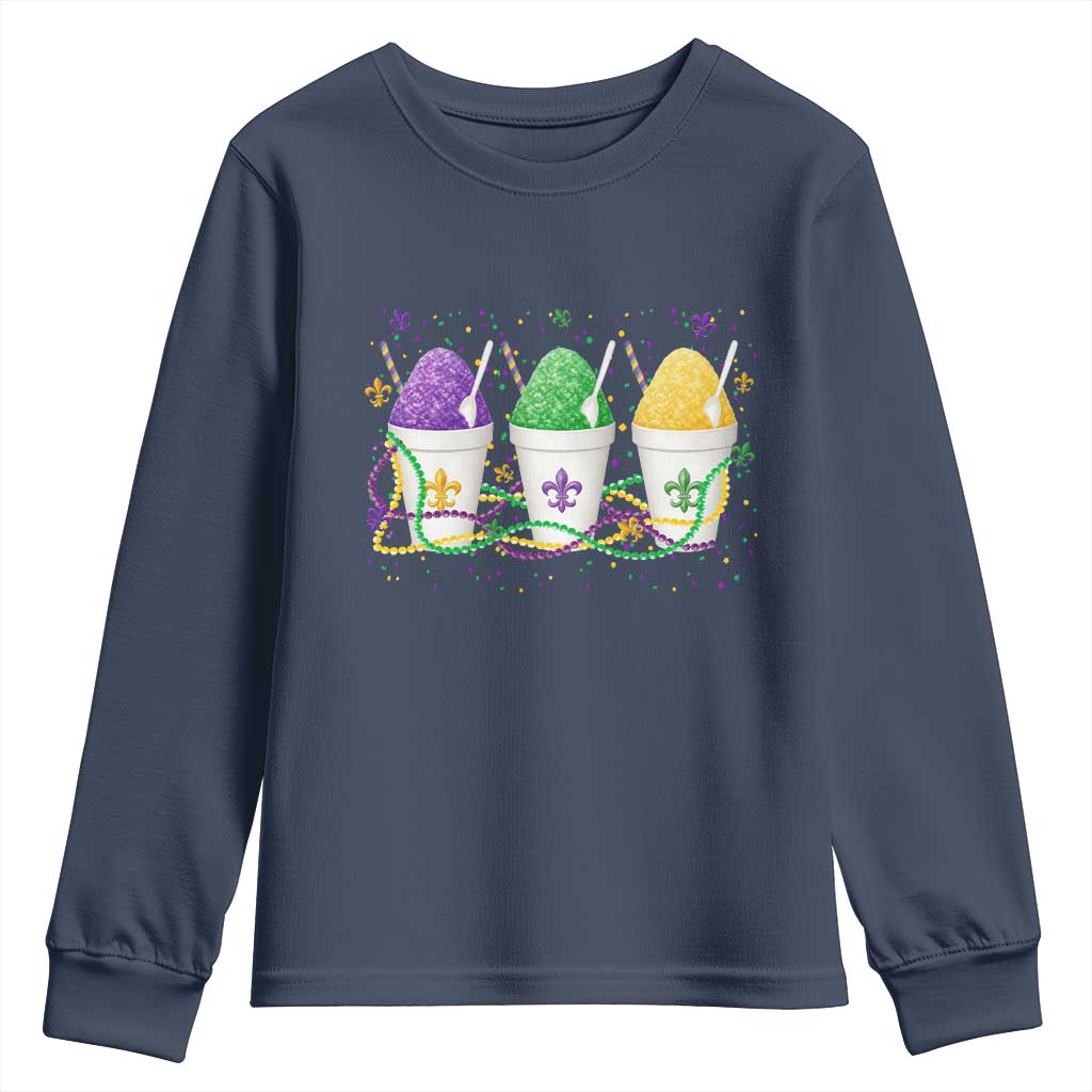 Funny Mardi Gras Snowballs Fat Tuesday Carnival Beads Youth Sweatshirt TS11 Navy Print Your Wear
