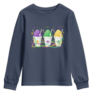 Funny Mardi Gras Snowballs Fat Tuesday Carnival Beads Youth Sweatshirt TS11 Navy Print Your Wear