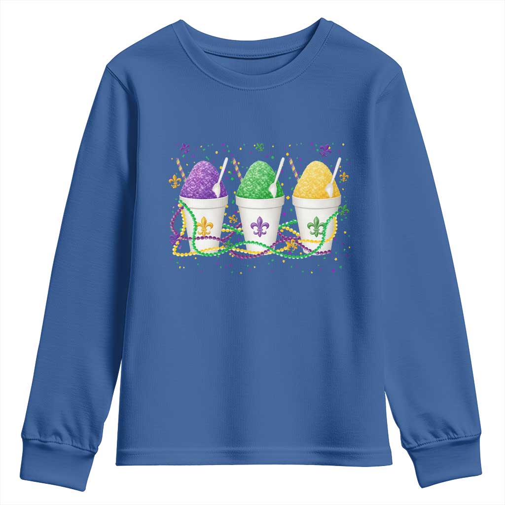 Funny Mardi Gras Snowballs Fat Tuesday Carnival Beads Youth Sweatshirt TS11 Royal Blue Print Your Wear