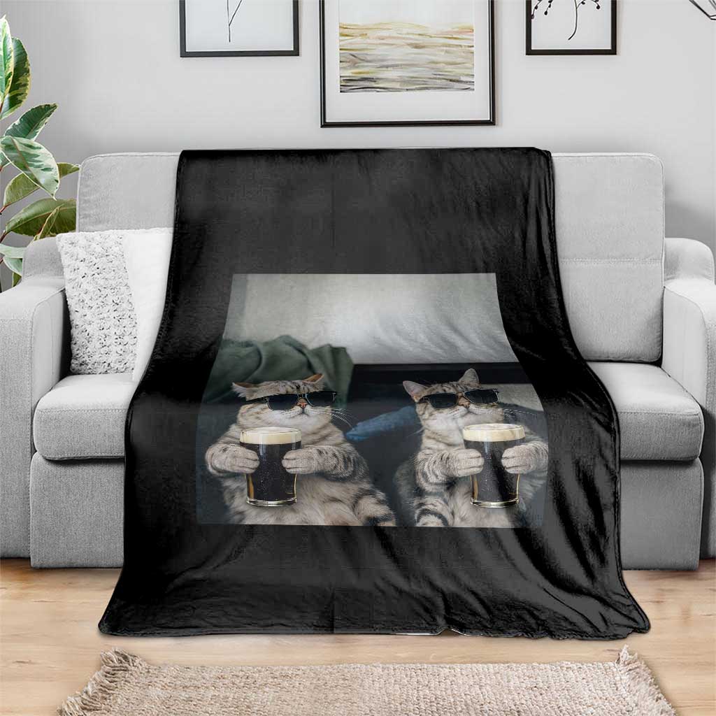 Funny Cat Drinking Irish Stout Beer Throw Blanket Black Beer and Cat Lovers TS11 Print Your Wear