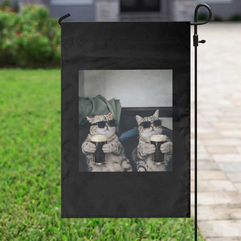Funny Cat Drinking Irish Stout Beer Garden Flag Black Beer and Cat Lovers TS11 Print Your Wear