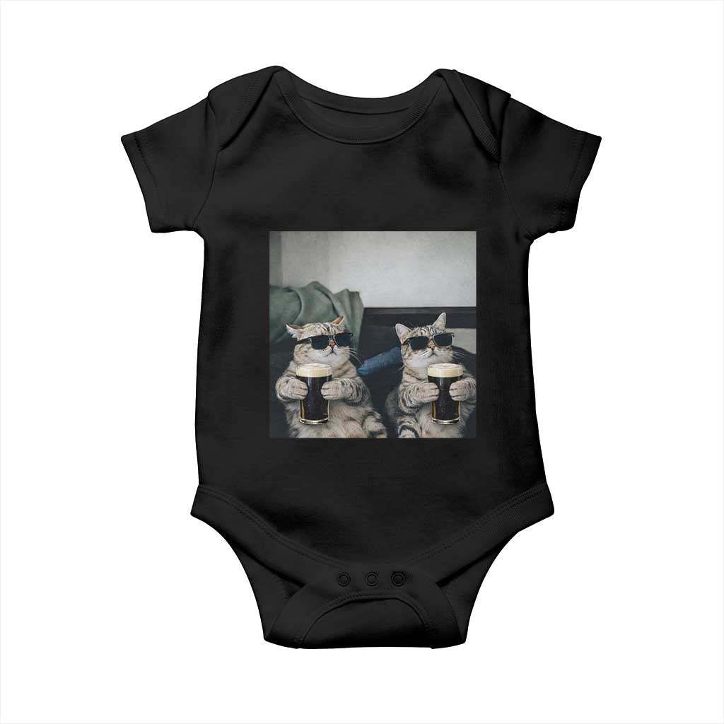 Funny Cat Drinking Irish Stout Beer Baby Onesie Black Beer and Cat Lovers TS11 Black Print Your Wear