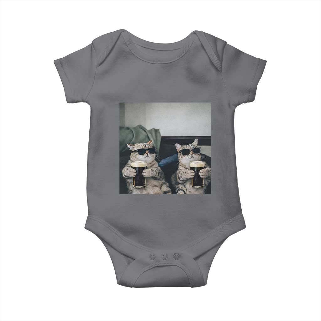 Funny Cat Drinking Irish Stout Beer Baby Onesie Black Beer and Cat Lovers TS11 Charcoal Print Your Wear