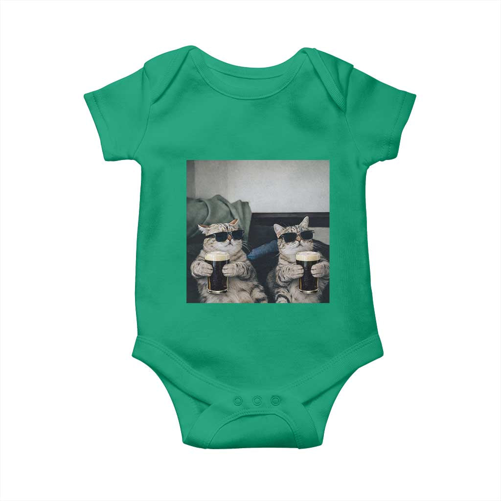 Funny Cat Drinking Irish Stout Beer Baby Onesie Black Beer and Cat Lovers TS11 Irish Green Print Your Wear
