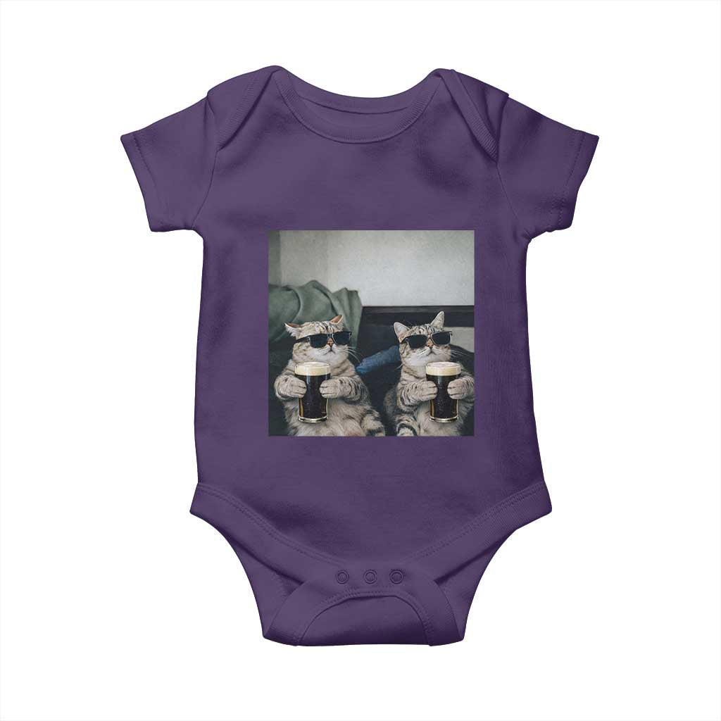 Funny Cat Drinking Irish Stout Beer Baby Onesie Black Beer and Cat Lovers TS11 Purple Print Your Wear