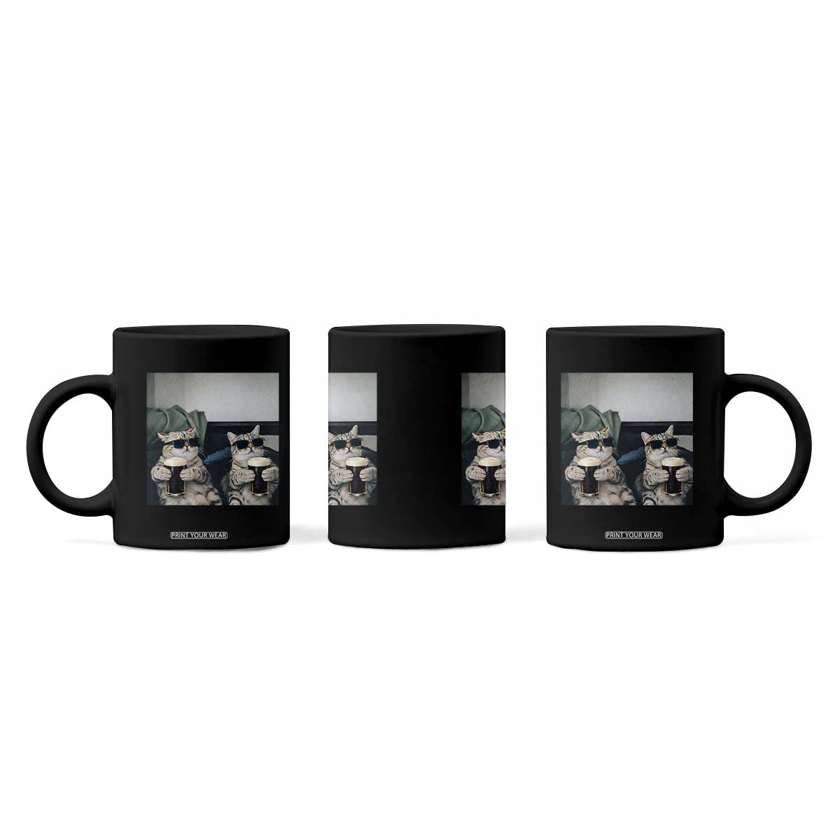 Funny Cat Drinking Irish Stout Beer Coffee Mug Black Beer and Cat Lovers TS11 Print Your Wear