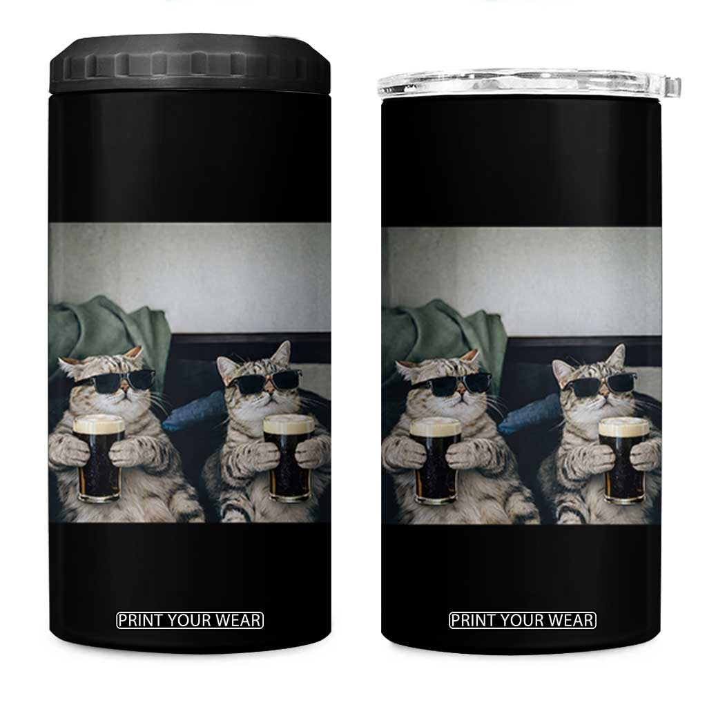 Funny Cat Drinking Irish Stout Beer 4 in 1 Can Cooler Tumbler Black Beer and Cat Lovers TS11 One Size: 16 oz Black Print Your Wear