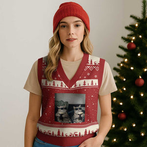 Funny Cat Drinking Irish Stout Beer V-Neck Knit Sweater Vest Black Beer and Cat Lovers TS11 Red Beige Print Your Wear