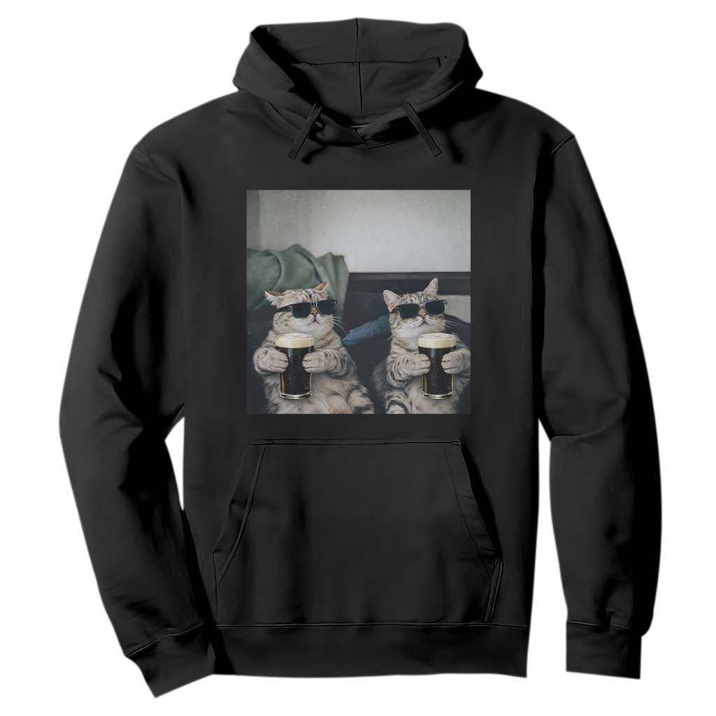 Funny Cat Drinking Irish Stout Beer Hoodie Black Beer and Cat Lovers TS11 Black Print Your Wear