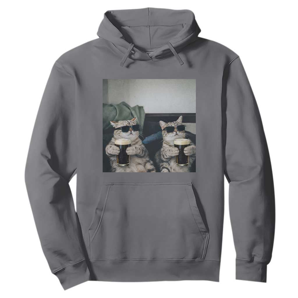 Funny Cat Drinking Irish Stout Beer Hoodie Black Beer and Cat Lovers TS11 Charcoal Print Your Wear